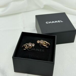 Chanel Gold CC Crystal Climber Earrings
